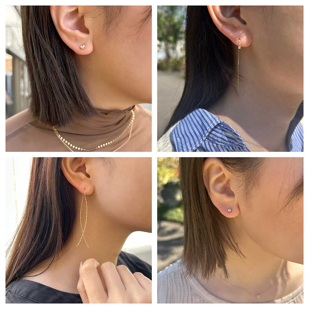 おでかけに華やかピアス シーン別スタッフコーディネート