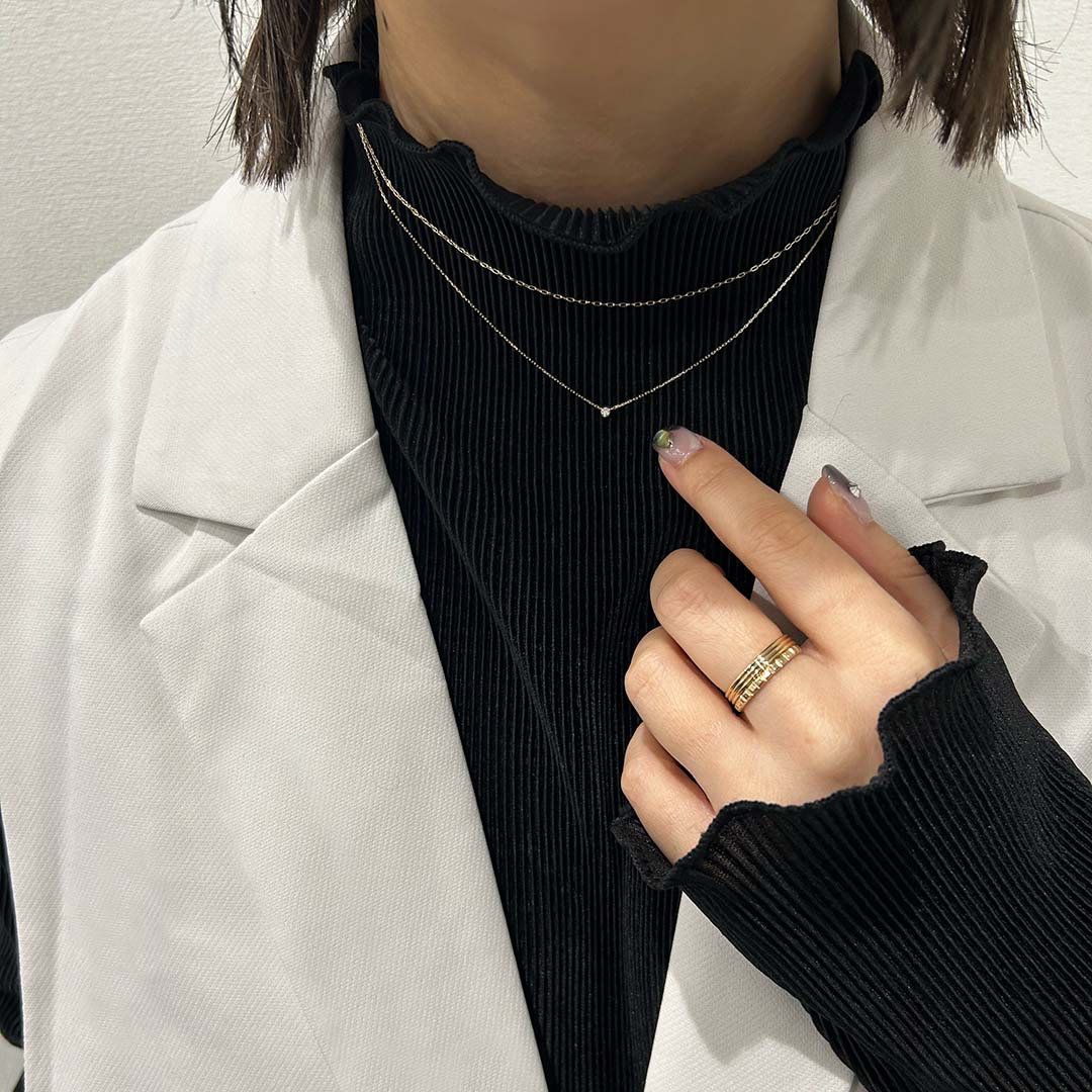 K10ネックレス ダイヤ 別角度 MONATELIER