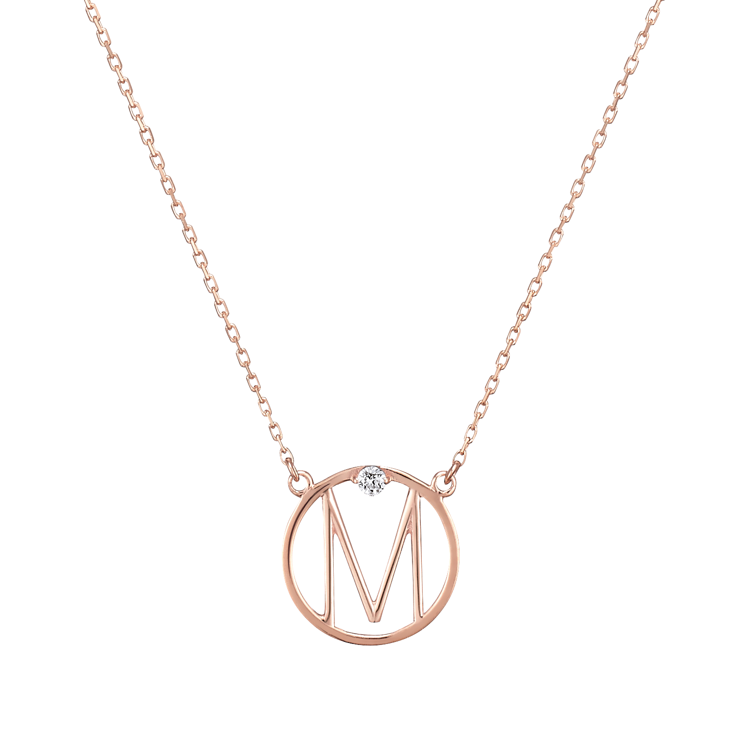 k10 ピンクゴールド　イニシャルネックレス　M k10 イニシャルネックレス ギル 天然ダイヤモンド 一粒
