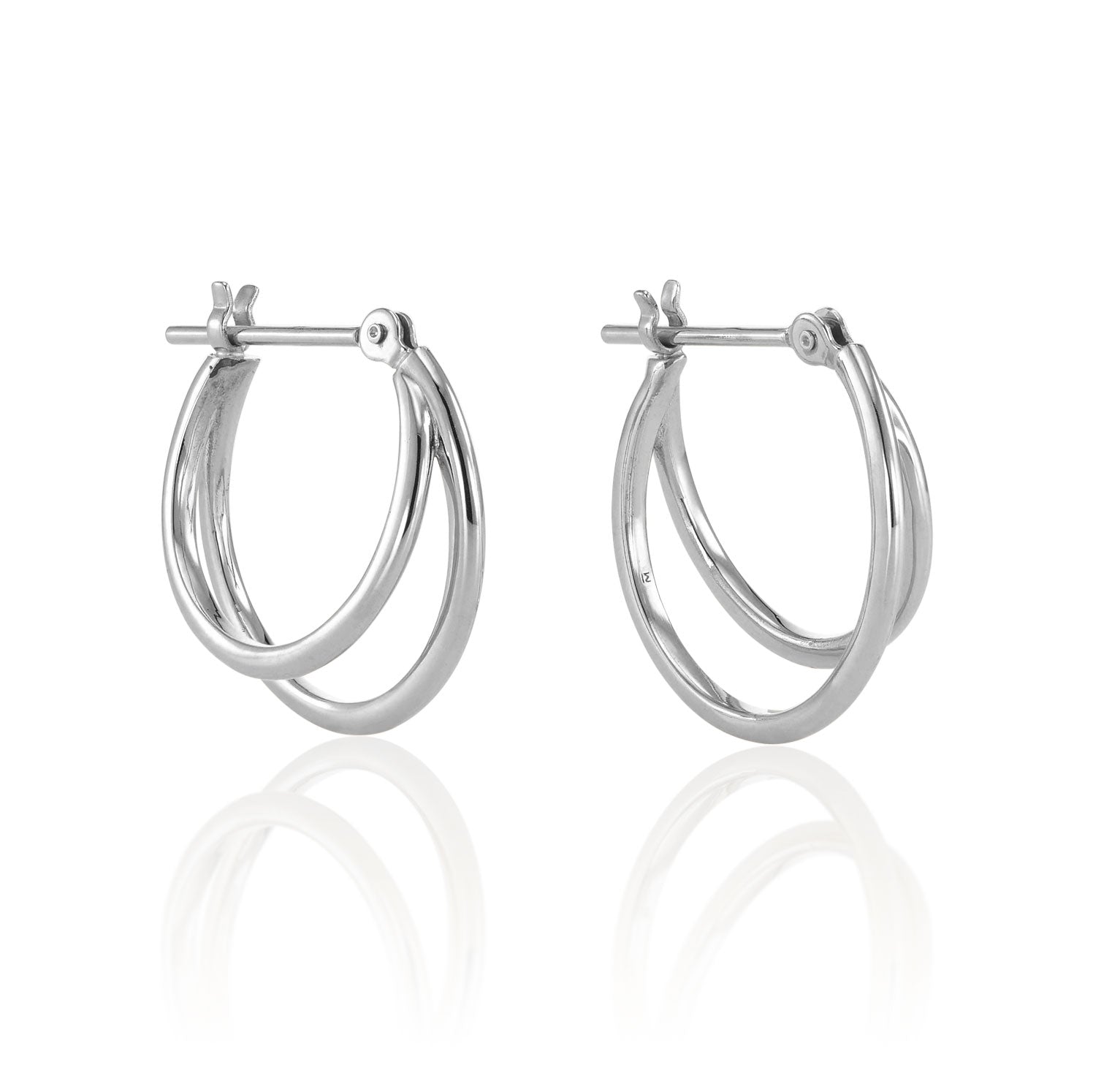 【ホワイトゴールド】ピアス [ダブルフープ]/Earrings [double hoop]