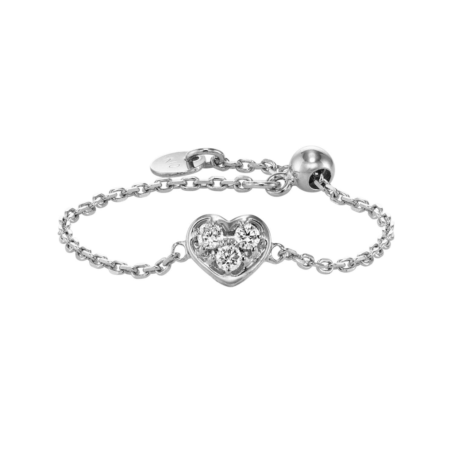 K10 チェーンリング　ダイヤモンド 誕生石 天然ダイヤ 0.02ct K10リング アール ダイヤ | MONATELIER