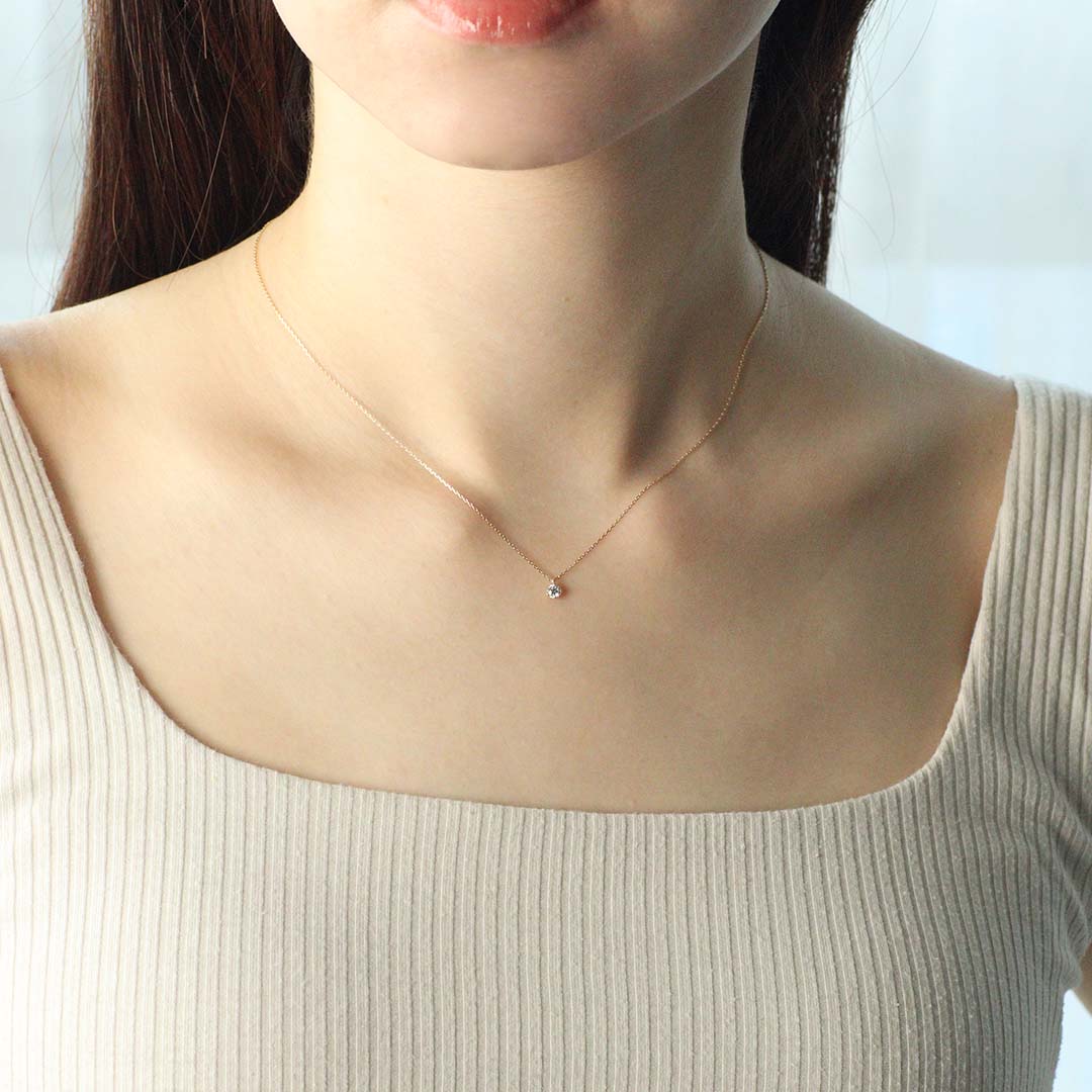 一粒ダイヤモンドネックレス ルイ 0.1ct｜K10・Pt950｜MONATELIER
