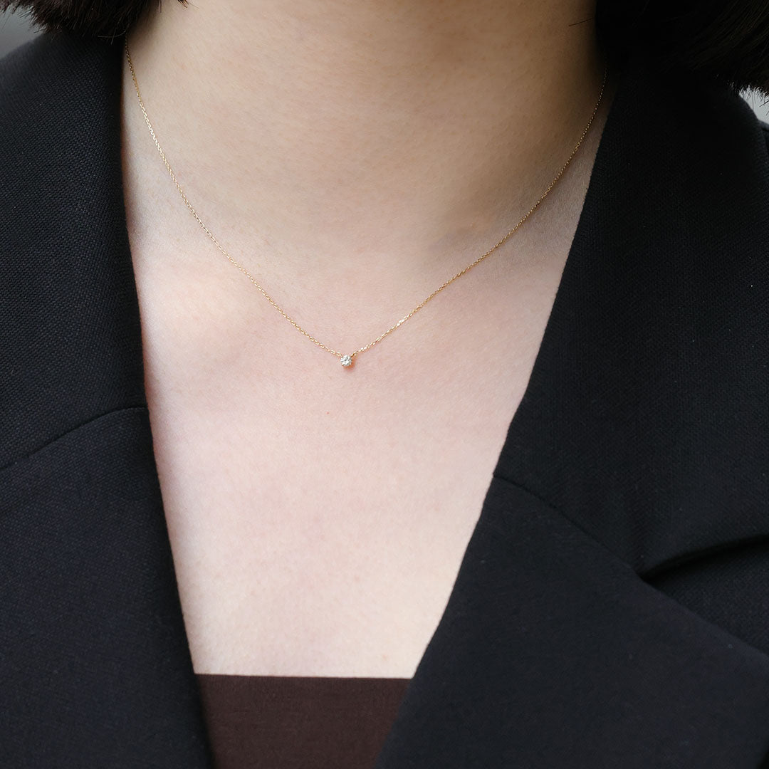 K10YG一粒透明石付き ネックレス☆価格下げました☆ K10ネックレス ネイト0.06ct 一粒ダイヤ｜MONATELIER（モナトリエ