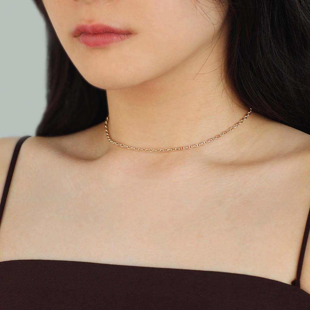 K10ショートネックレス オーバルチェーン｜MONATELIER（モナトリエ