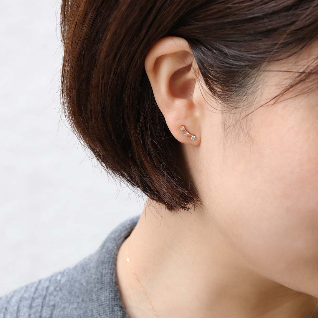 一粒ダイヤモンドピアス アンシェル 0.09ct｜K10・Pt950｜MONATELIER