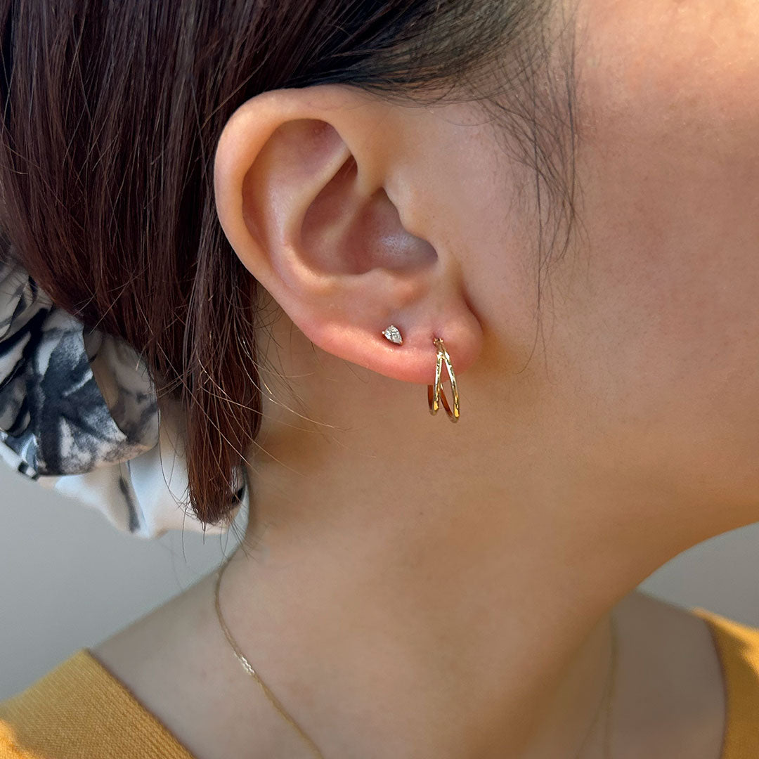 【ホワイトゴールド】ピアス [ダブルフープ]/Earrings [double hoop]