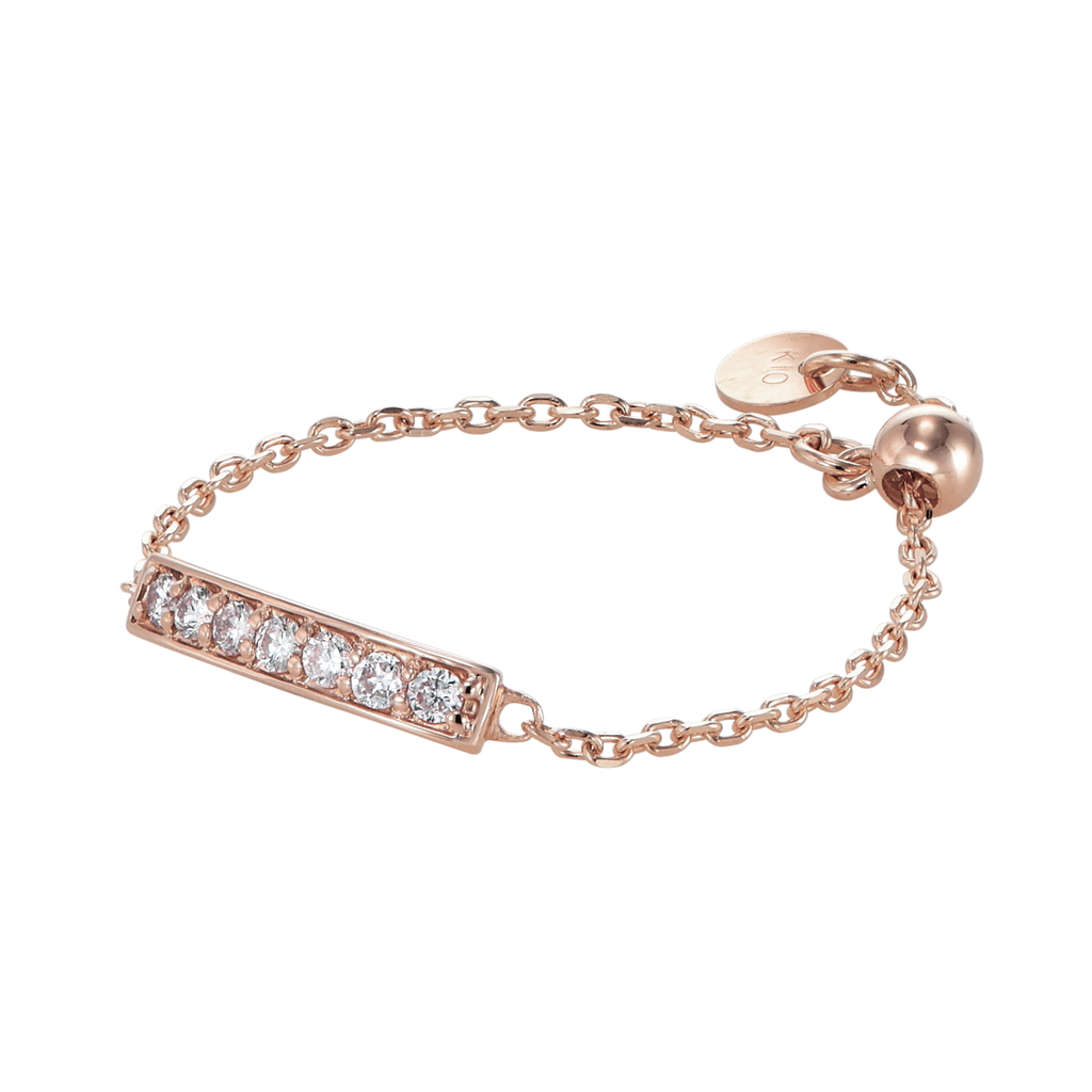 K10ピンクゴールド　ルビー　ダイヤ　チェーンリング MONATELIER-モナトリエ-k10 天然ダイヤモンド ピンクゴールド